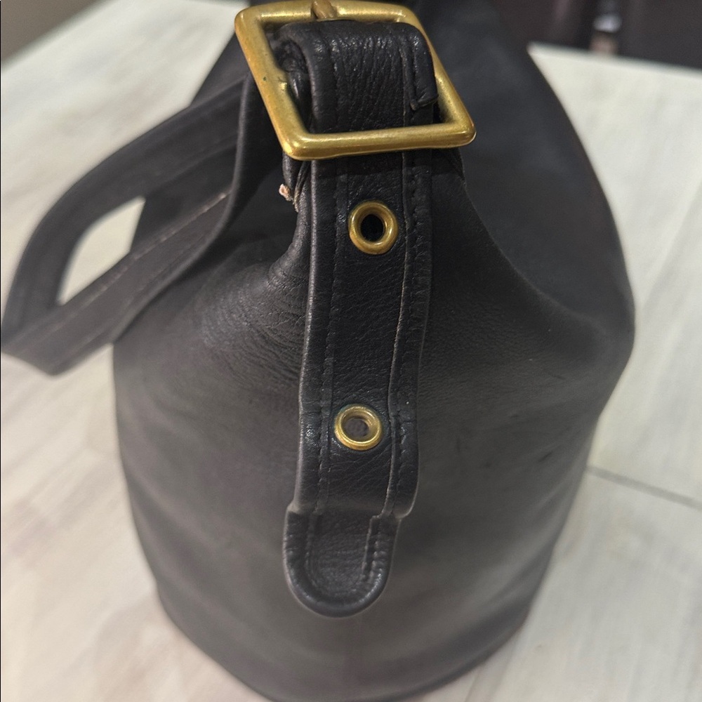 Vintage Coach Black Leather XL Large Unlined Bucket Bag - Picture 2 of 9